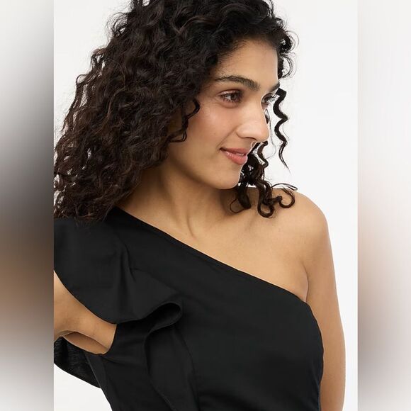 J. Crew Factory One shoulder midi dress black Women’s Size 10 NWT - Picture 2 of 10